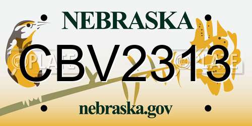 CBV2313 Nebraska License Plate