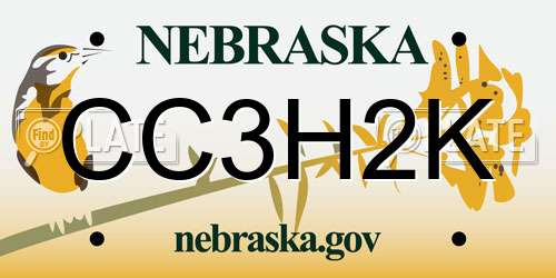 CC3H2K Nebraska License Plate