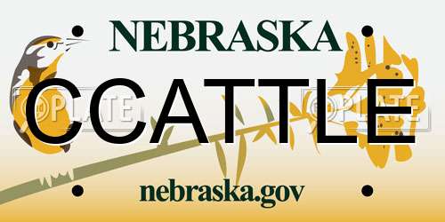 CCATTLE Nebraska License Plate