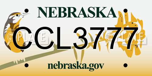 CCL3777 Nebraska License Plate
