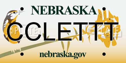 CCLETTT Nebraska License Plate
