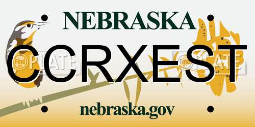 CCRXEST Nebraska License Plate
