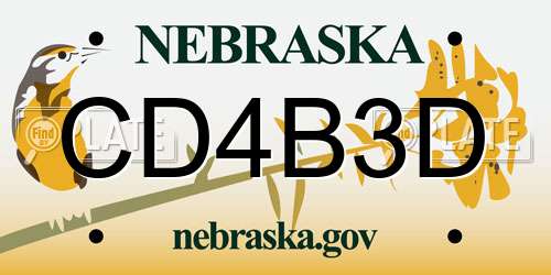 CD4B3D Nebraska License Plate