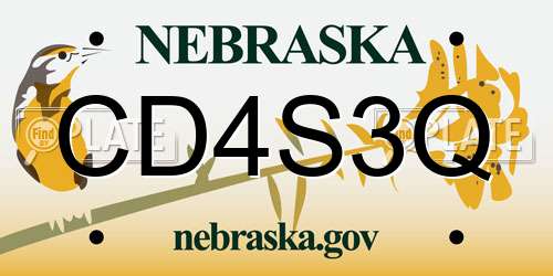 CD4S3Q Nebraska License Plate