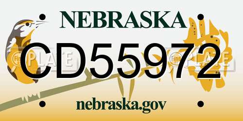 CD55972 Nebraska License Plate