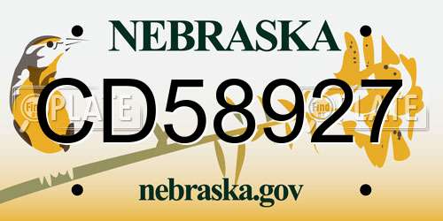 CD58927 Nebraska License Plate
