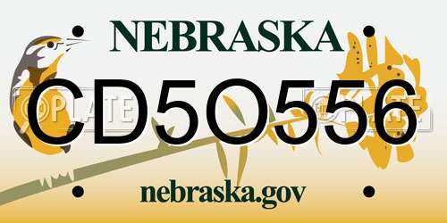 CD5O556 Nebraska License Plate