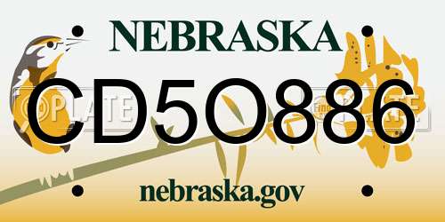 CD5O886 Nebraska License Plate