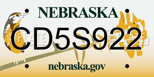 CD5S922 Nebraska License Plate