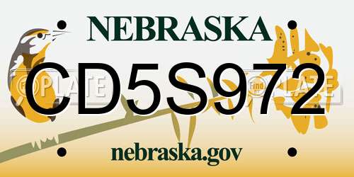 CD5S972 Nebraska License Plate