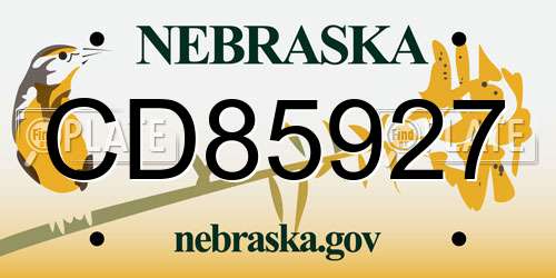 CD85927 Nebraska License Plate