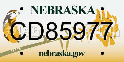 CD85977 Nebraska License Plate