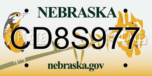 CD8S977 Nebraska License Plate