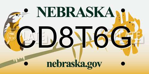 CD8T6G Nebraska License Plate