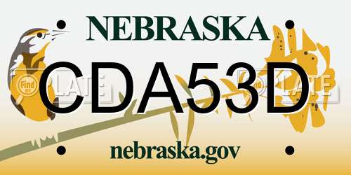 CDA53D Nebraska License Plate