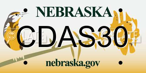 CDAS30 Nebraska License Plate
