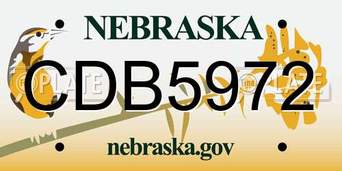 CDB5972 Nebraska License Plate