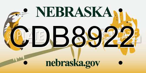 CDB8922 Nebraska License Plate