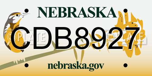 CDB8927 Nebraska License Plate