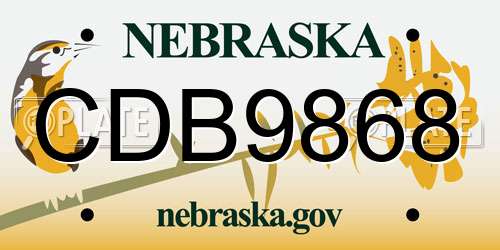 CDB9868 Nebraska License Plate