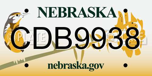 CDB9938 Nebraska License Plate