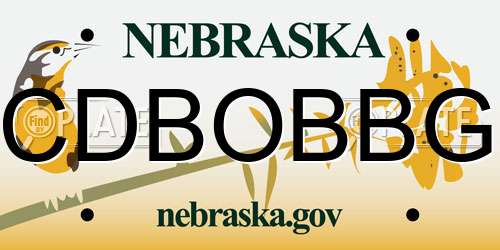 CDBOBBG Nebraska License Plate