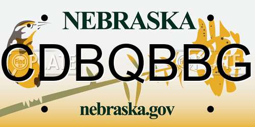 CDBQBBG Nebraska License Plate