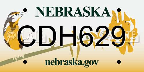 CDH629 Nebraska License Plate