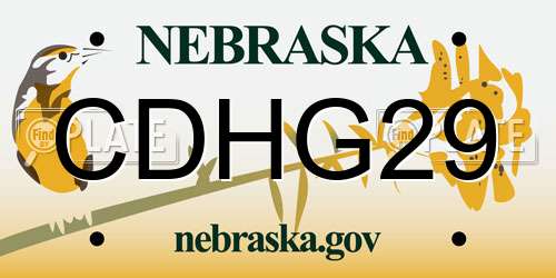 CDHG29 Nebraska License Plate