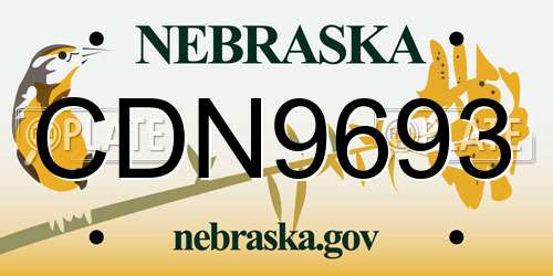 CDN9693 Nebraska License Plate