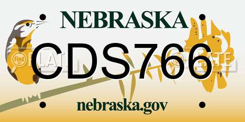 CDS766 Nebraska License Plate