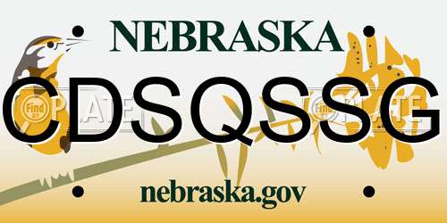 CDSQSSG Nebraska License Plate