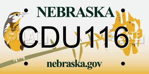 CDU116 Nebraska License Plate