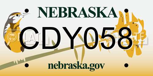 CDY058 Nebraska License Plate