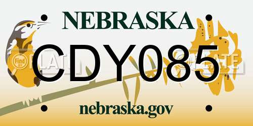 CDY085 Nebraska License Plate