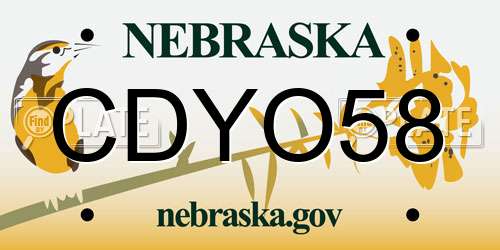 CDYO58 Nebraska License Plate
