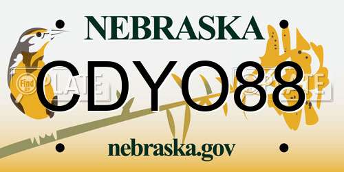 CDYO88 Nebraska License Plate