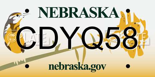 CDYQ58 Nebraska License Plate
