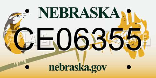 CE06355 Nebraska License Plate