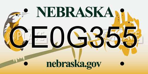 CE0G355 Nebraska License Plate