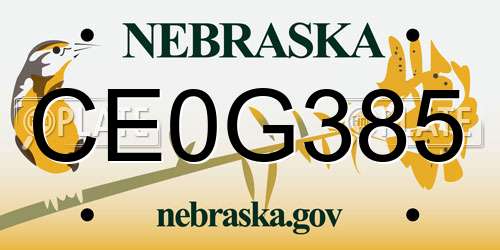 CE0G385 Nebraska License Plate