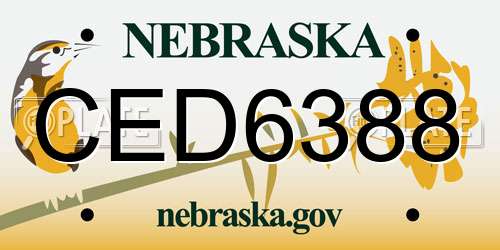 CED6388 Nebraska License Plate