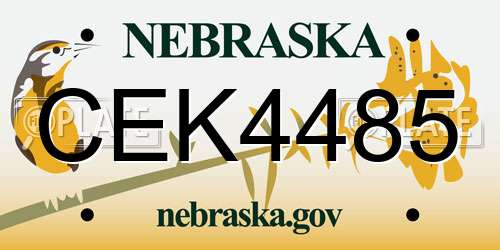 CEK4485 Nebraska License Plate