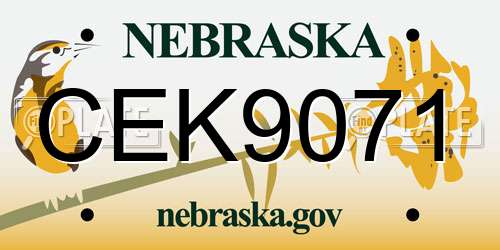 CEK9071 Nebraska License Plate