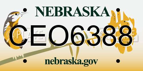 CEO6388 Nebraska License Plate
