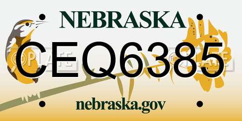CEQ6385 Nebraska License Plate