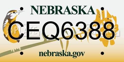 CEQ6388 Nebraska License Plate