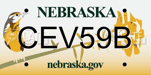 CEV59B Nebraska License Plate
