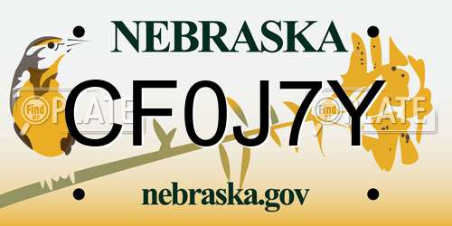 CF0J7Y Nebraska License Plate
