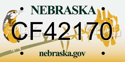 CF42170 Nebraska License Plate